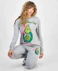 Hybrid Apparel Juniors Grinch Graphic Sweatshirt Jogger Pants