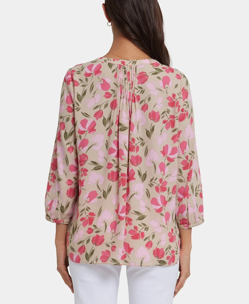 Nydj Women's Pintuck Split Round Neck Top