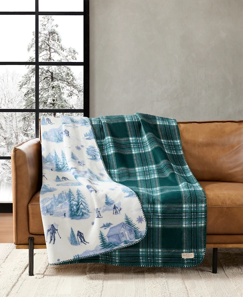 Weatherproof Reversible Plaid Throw, 50" x 70"