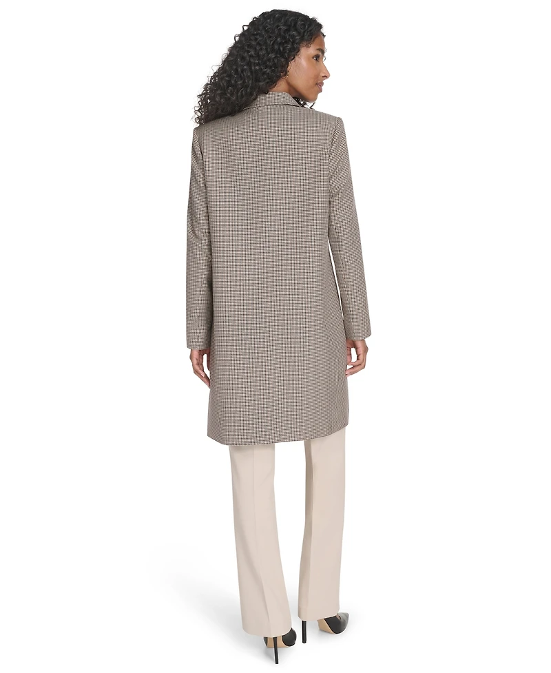 Tommy Hilfiger Women's Houndstooth Pattern Topper Long Jacket