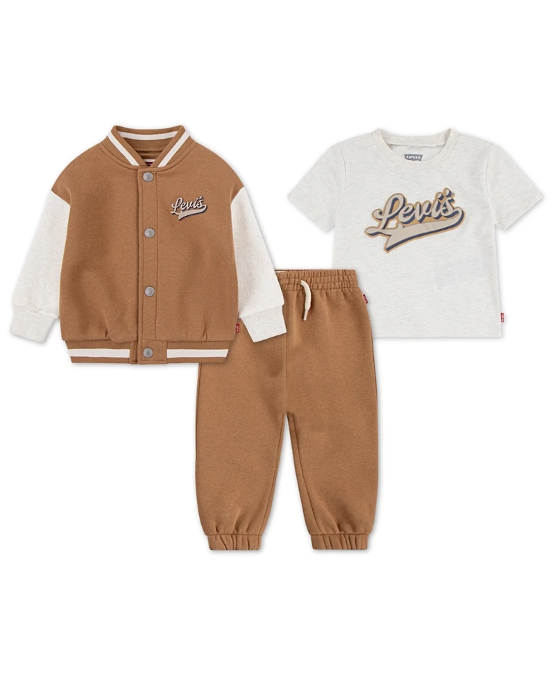 Levi's Baby Boys 3-Piece Bomber Jacket, T-Shirt and Jogger Set