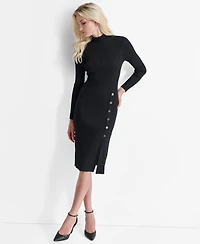 Dkny Women's Long Sleeve Mock Neck Midi Sweater Dress