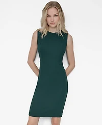 Dkny Women's Sleeveless Jewel Neck Scuba Crepe Dress