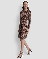 Dkny Women's Long Sleeve Jewel Neck Sheath Dress