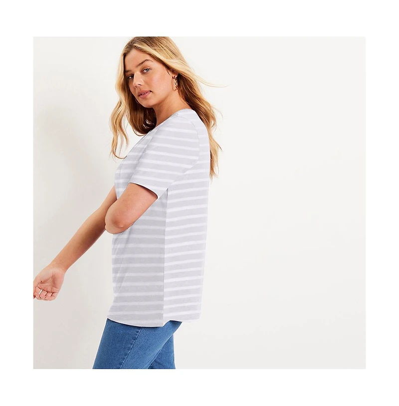 June + Vie Women's Plus Short-Sleeve Crewneck One Only Tee