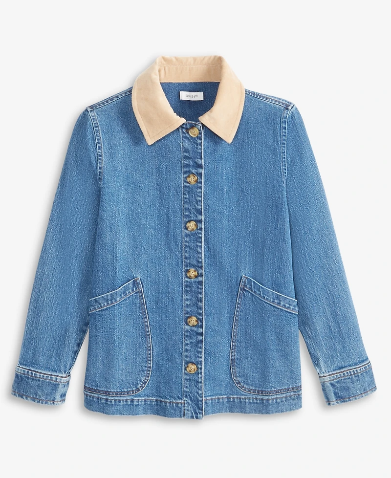 On 34th Women's Denim Corduroy Collar Jacket, Macy's Exclusive