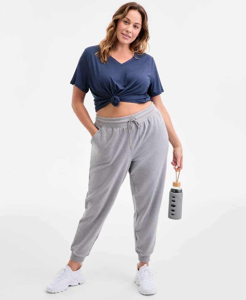 Id Ideology Plus Relaxed High-Rise Fleece Joggers, Macy's Exclusive