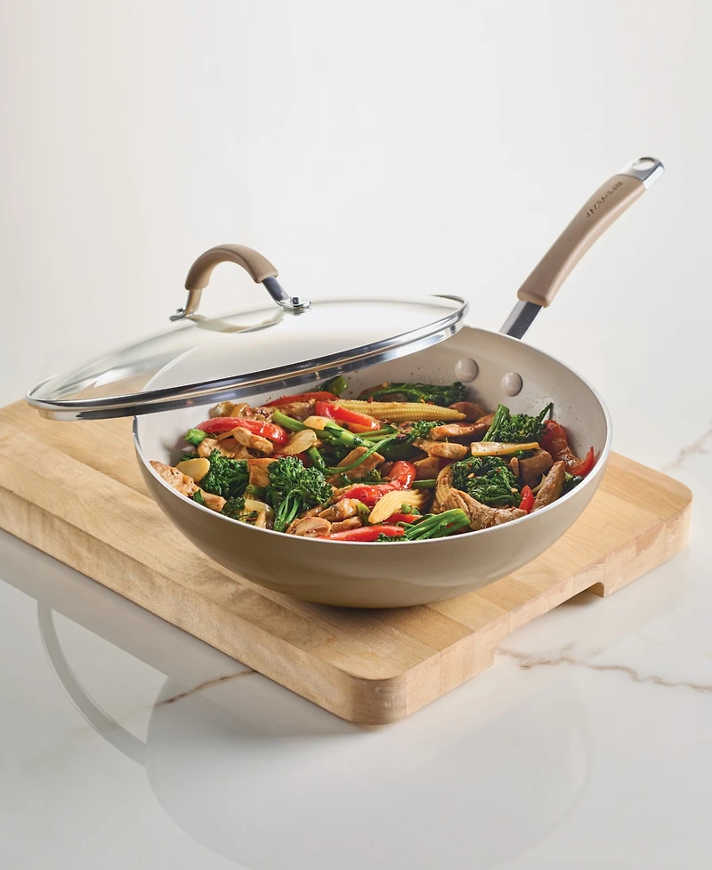 Rachael Ray Cucina Ceramic Nonstick 11" Stir Fry Pan with Lid