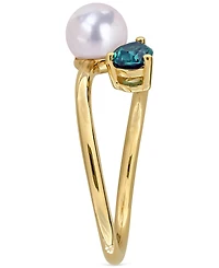 Cultured Freshwater Pearl & Lab-Created Alexandrite Ring (5/8 ct. t.w.) 18k Gold-Plated Sterling Silver