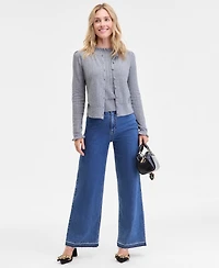 On 34th Women's Puff-Shoulder Pointelle-Knit Cardigan, Macy's Exclusive