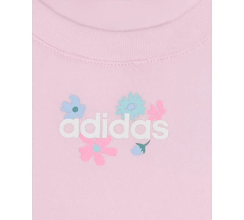 adidas Baby Girls 2-Piece Fleece Pull-On Sweatshirt and Flare-Leg Pants Set