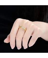 Genevive Sterling Silver 14K Gold Plated Clear Cubic Zirconia Band Ring