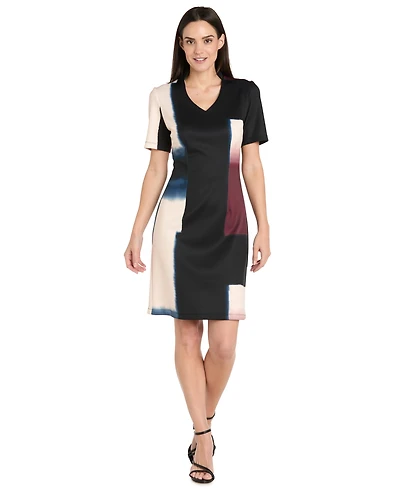 R & M Richards Women's Scuba Placement Colorblock Sheath Dress