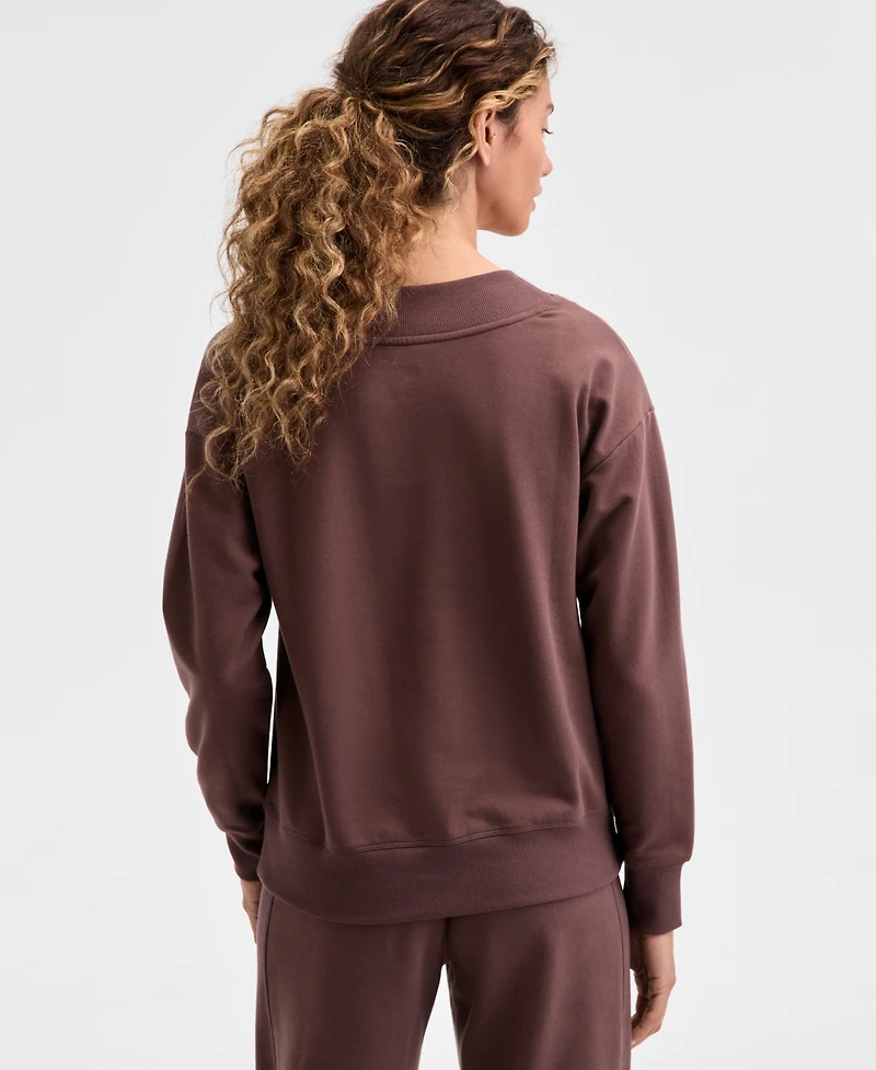 Id Ideology Women's Fleece V-Neck Sweatshirt, Created for Macy's