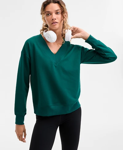 Id Ideology Women's Fleece V-Neck Sweatshirt, Created for Macy's