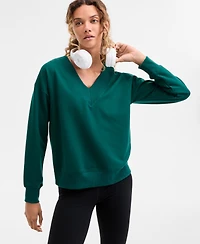 Id Ideology Women's Fleece V-Neck Sweatshirt, Created for Macy's