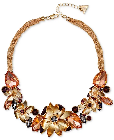 Guess Gold-Tone Floral Jewel Statement Necklace