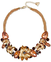 Guess Gold-Tone Floral Jewel Statement Necklace