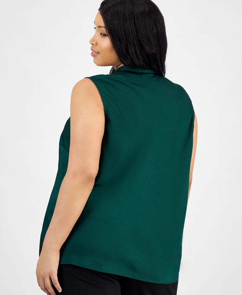Kasper Plus Tie-Neck Sleeveless Top