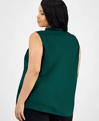 Kasper Plus Tie-Neck Sleeveless Top