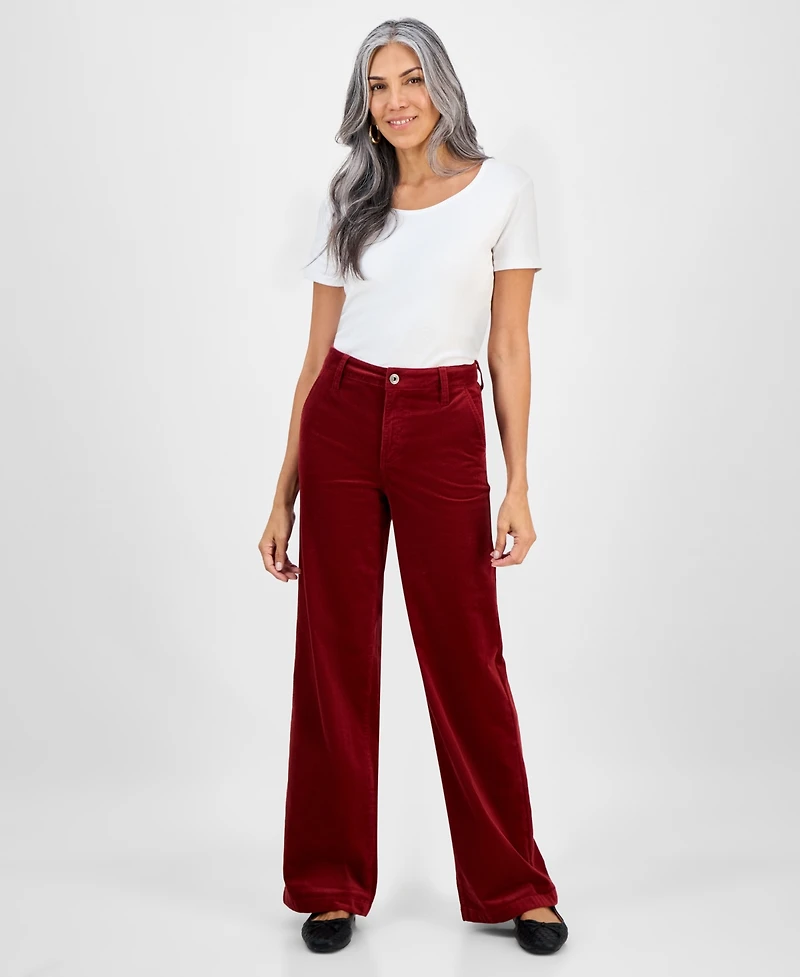 Style & Co Petite Mid Rise Wide-Leg Corduroy Pants, Macy's Exclusive
