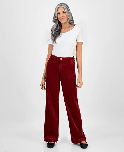 Style & Co Petite Mid Rise Wide-Leg Corduroy Pants, Macy's Exclusive