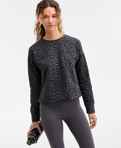 Id Ideology Women's Relaxed Animal-Print Fleece Sweatshirt, Macy's Exclusive