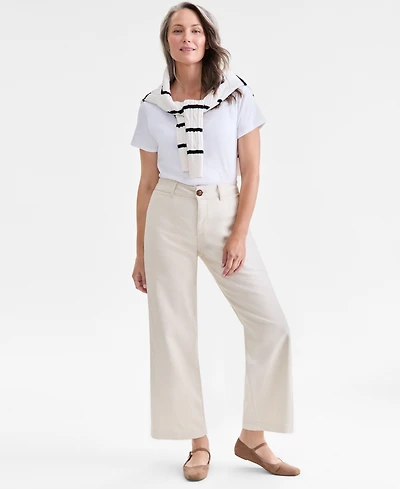 Style & Co Women's Mid-Rise Twill Wide-Leg Pants, Macy's Exclusive