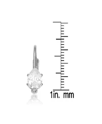 Genevive Sterling Silver White Gold Plating with Clear Oval Cubic Zirconia Leverback Earrings