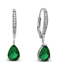 Elegant Sterling Silver Dangling Pear-Shaped Cubic Zirconia Earrings