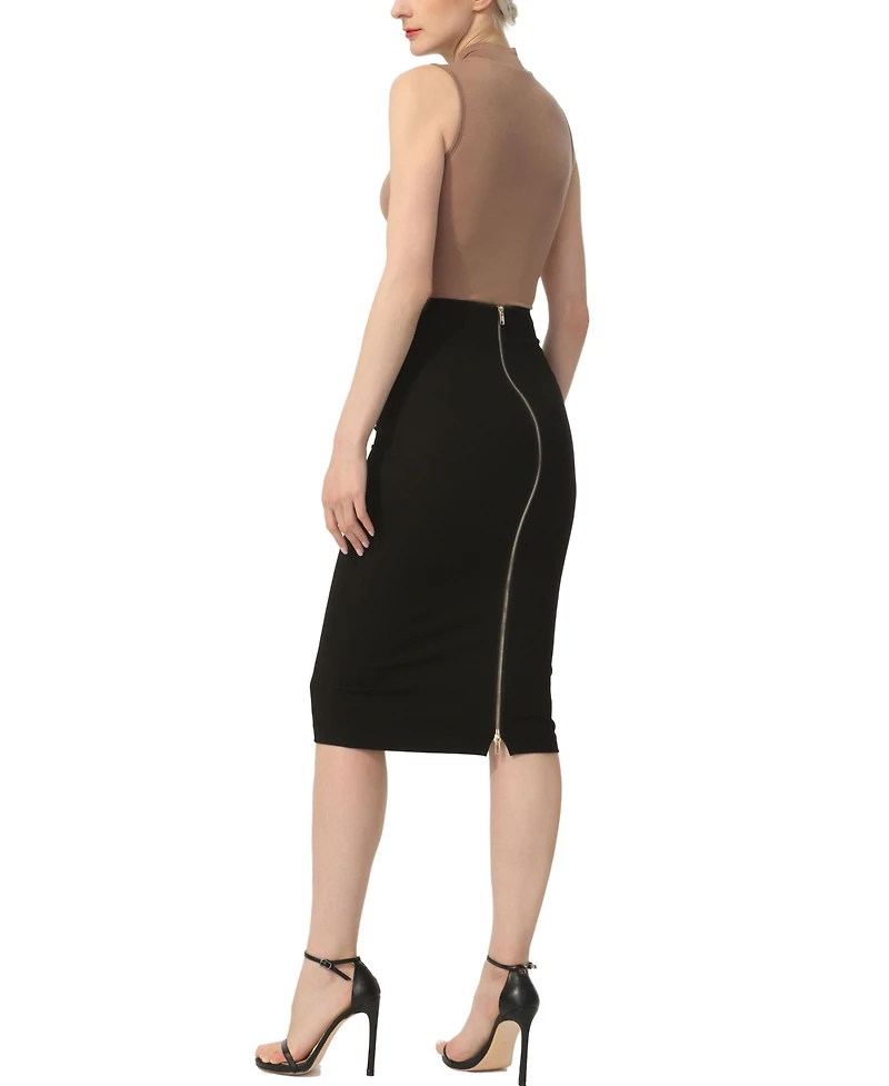 kimi + kai Women's Exposed Back Zip Pencil Skirt