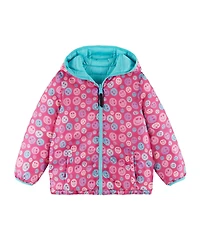 Andy & Evan Toddler/Child Girls Pink/Aqua Smiley Printed Reversible Puffer Jacket