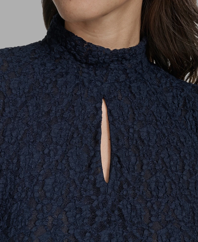 Bcbg Women's Short Sleeve Lace Ruffle Top