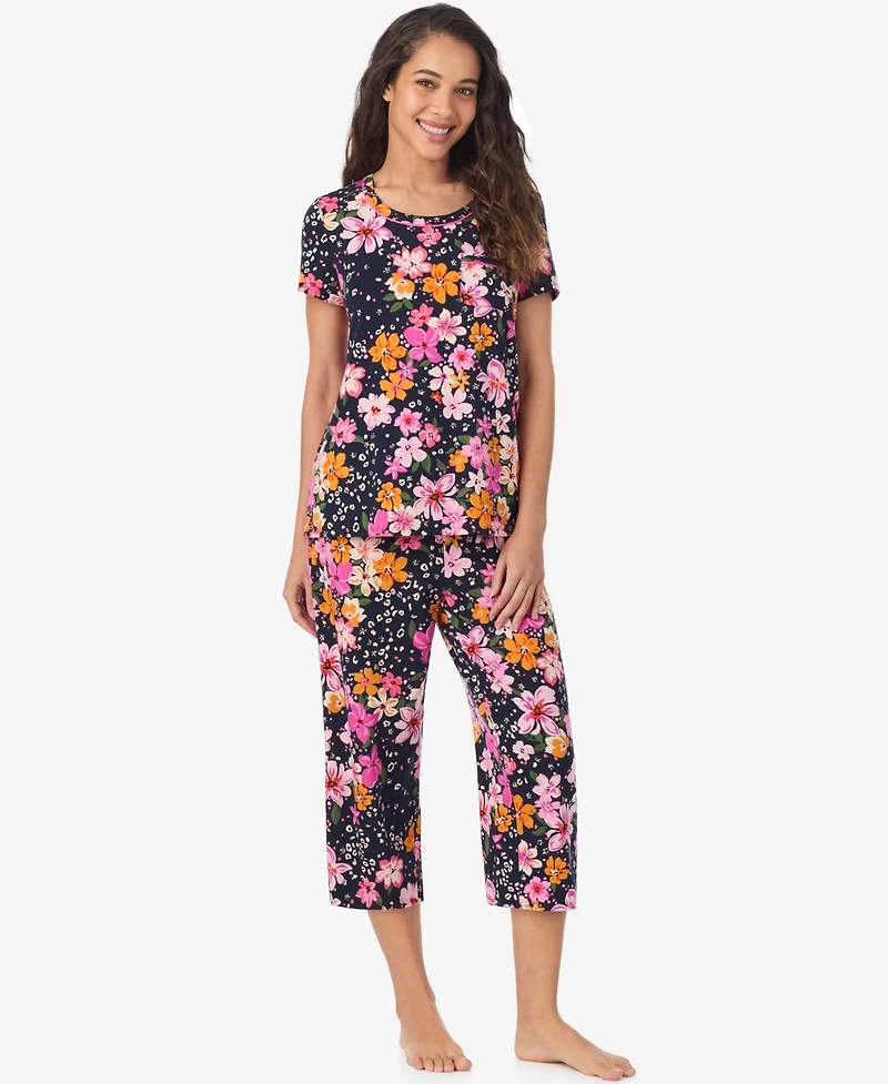 Cuddl Duds Women's Short Sleeve Cropped Pajama Set