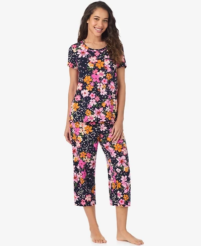 Cuddl Duds Women's Short Sleeve Cropped Pajama Set
