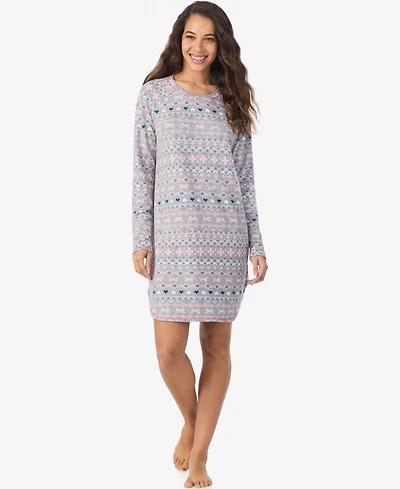 Cuddl Duds Women's Long Sleeve Scoop Neck Short Sleepshirt