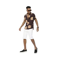 Campus Sutra Men's Brown Hibiscus Print Shirt