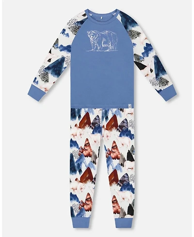 Deux par Baby Boys Two-Piece Cotton Pajama Set White Bear Print