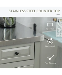 Halifax North America Gray Mobile Kitchen: Island Cart with Stainless Top and Multi-Storage