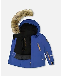 Deux par Boy Two-Piece Play Snowsuit Navy and Brown
