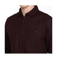 Campus Sutra Men's Burgundy Red Solid Utility Shirt