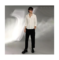 Campus Sutra Men's Pale Yellow Hive-Textured Shirt