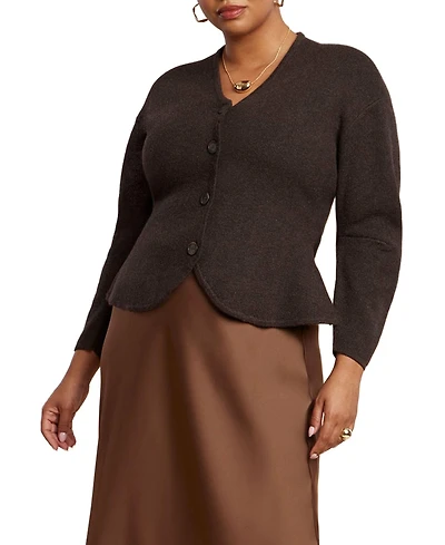 Eloquii Women's Plus Structured Lurex Cardigan