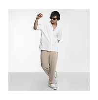 Campus Sutra Men's Chalk White Oversized Honeycomb Shirt