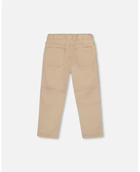 Deux par Boy Twill Jogger Pants with Patch Pockets Beige - Child