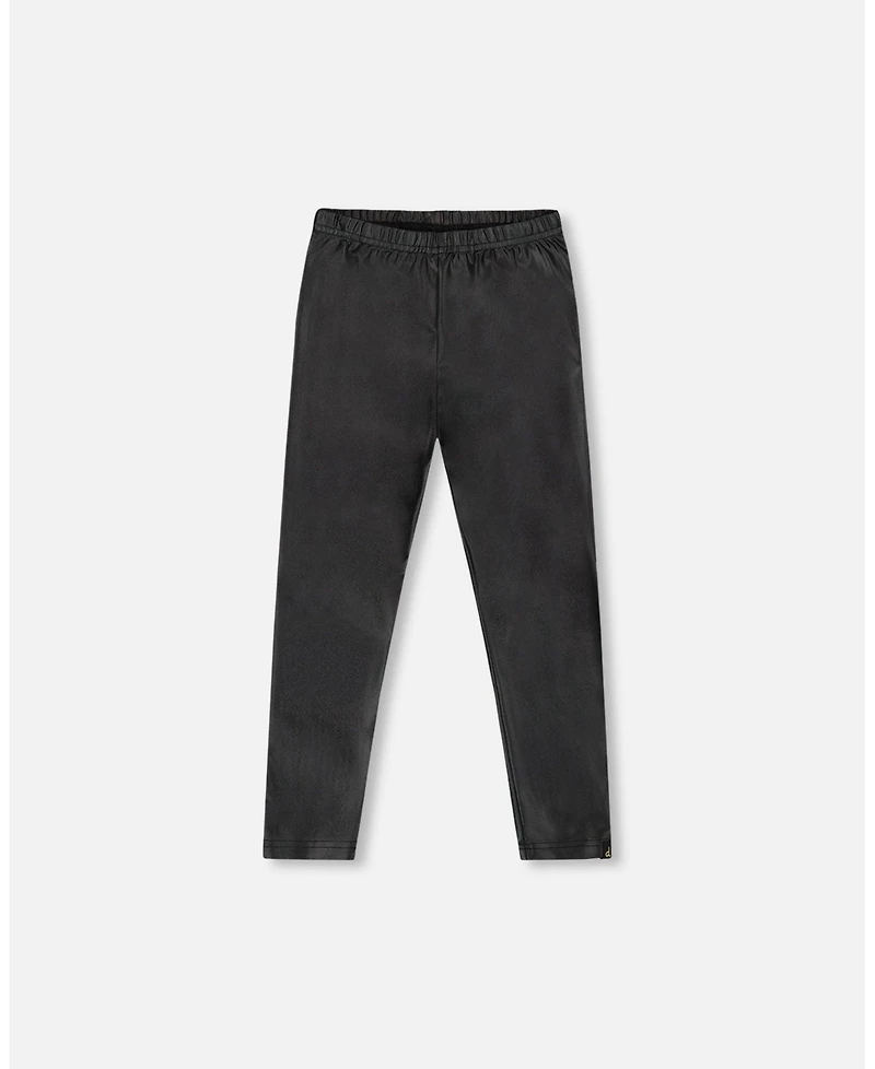 Deux par Big Girls Shiny Stretch Jersey Leggings Black