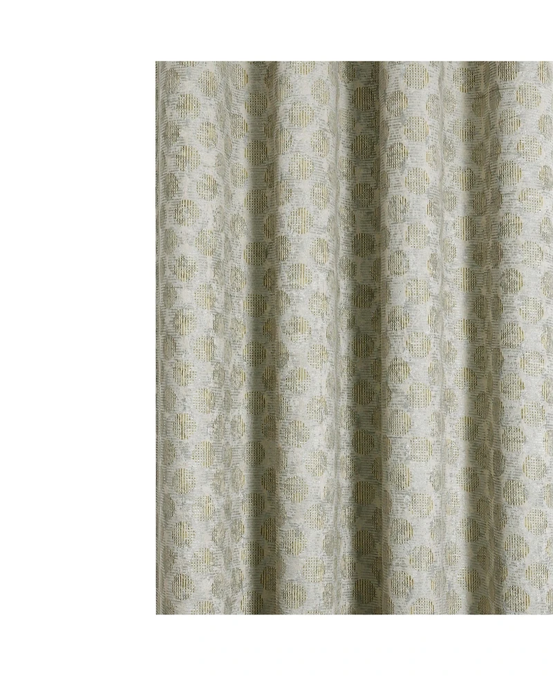 Kate Aurora 2 Piece Contemporary Chic Metallic Abstract Circles Light Filtering Grommet Top Curtains - Navy