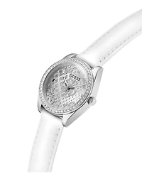 Guess Women's White Silver Tone Analog Watch, 32mm