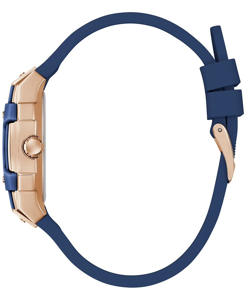 Guess Women's Blue Rose Gold Tone Multi-function Watch, 35mm