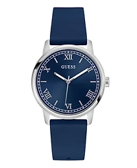 Guess Men's Blue Silver Tone Analog Watch, 40mm